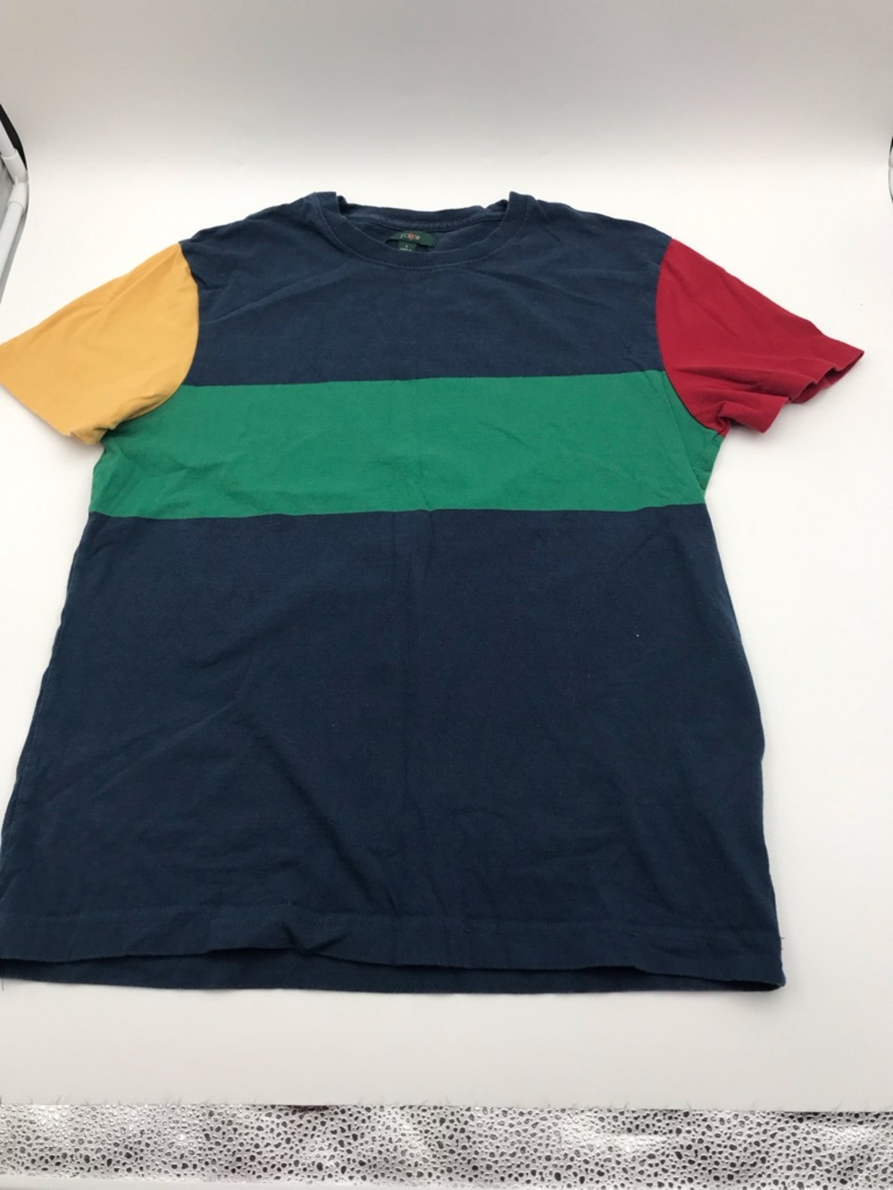 J Crew T Shirt Mens Large Multicolored Short Sleeve Color Blocked Preowned